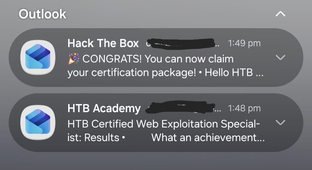 The result notification