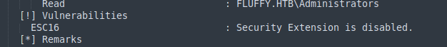 Saved Certipy output showing ESC16