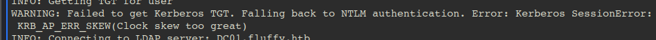BloodHound clock-skew error